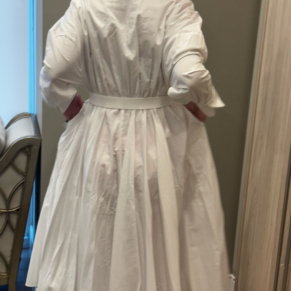 Norma Kamali White Long Sleeve Belted Dress - Picture 6 of 15